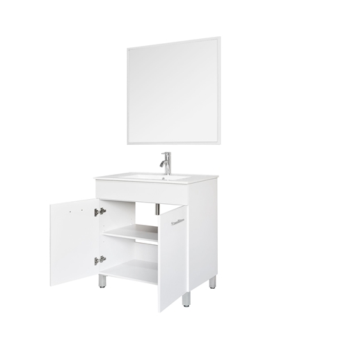 ארון אמבטיה עומד+כיור חרס ומראה לוטוס טודו דיזיין