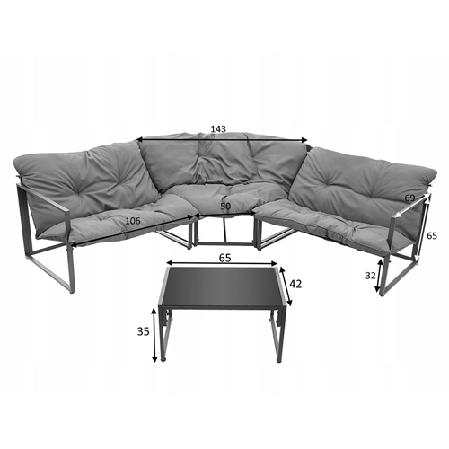 מערכת ישיבה פינתית לגינה דגם יהלום PLAYA