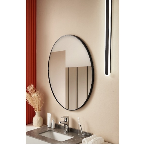 מראה עגולה קוטר 80 ס"מ מסגרת שחורה