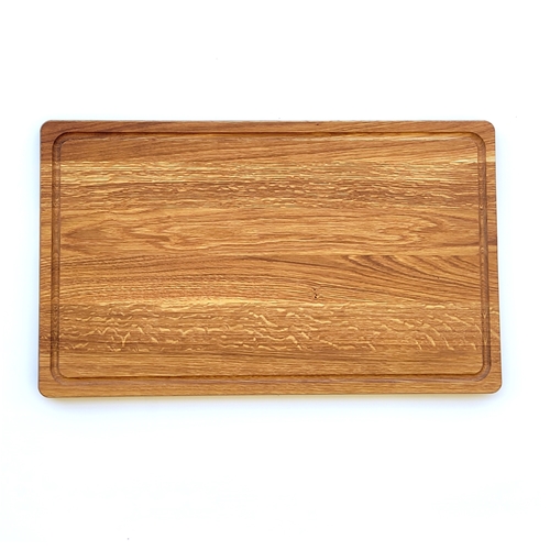 קרש חיתוך 45x30 ס''מ עץ אלון עם תעלת ניקוז