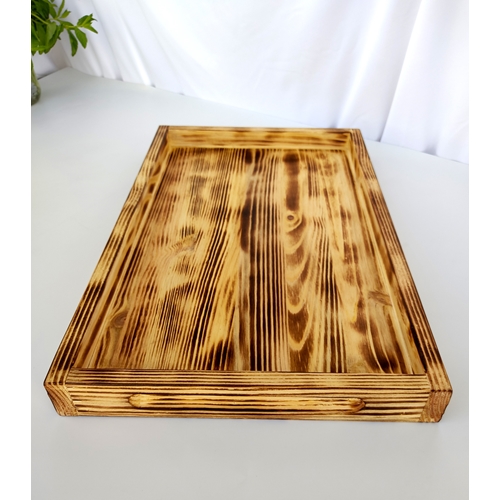 מגש שרוף עם ידיות פנימיות 28x40 ס''מ מעץ מלא