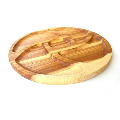 מגש עץ עגול מחולק ל 5 חלקים 35 ס''מ קוטר