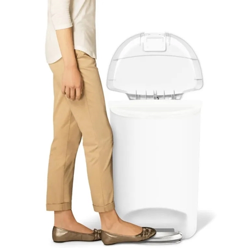 פח פלסטיק דוושה חצי עגול לבן 50 ליטר Simplehuman
