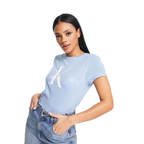 טי שירט  Calvin Klein לנשים דגם Foil Monogram Logo