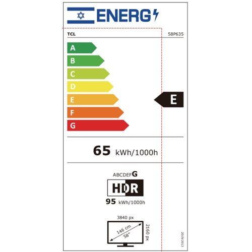 טלוויזיה "58 UHD 4K Google TV דגם TCL 58P635