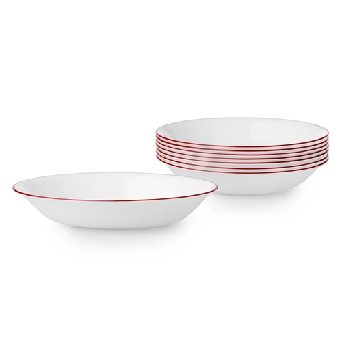 6 צלחות פסטה קורל פס אדום דגם Z29090 קורנינג
