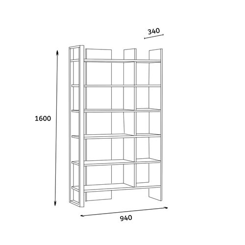 כוננית ספריית מדפים רוחב 94 ס"מ דגם מטרו