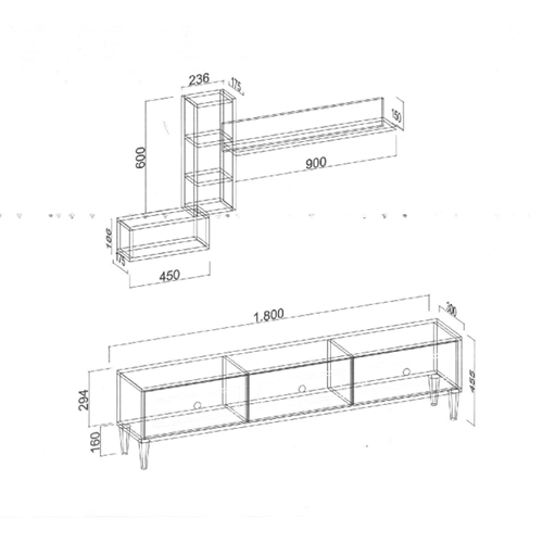 מזנון טלוויזיה עם מדפים עליונים מיראבל DOUBLE