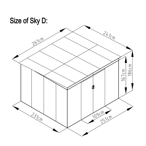 מחסן מתכת סקיילייט Garden Top Sky D 2.61X2.41