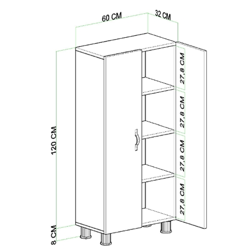 ארון שירות 2 דלתות דגם ליאת