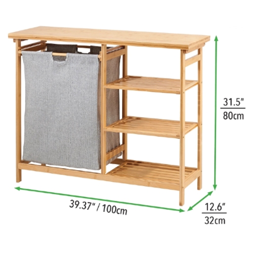 סל כביסה כולל מדפי צד מבמבוק דגם A14 מבית H.KLIEN