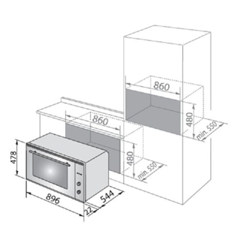 תנור בנוי 87 ליטר 90 ס"מ DeLonghi NSM90MX-IL שחור
