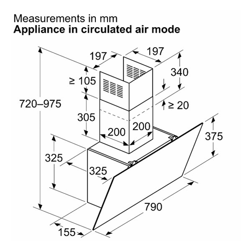 קולט אדים ארובה 80 ס"מ זוויתי דגם BOSCH DWK85DK60
