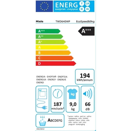 מייבש כביסה 9 ק"ג דגם Miele TWD640WP מילה לבן