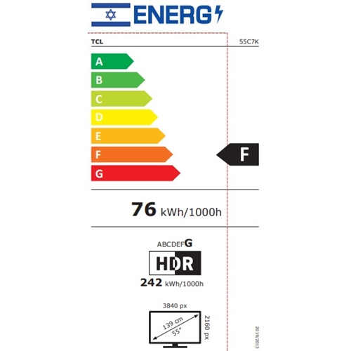 טלוויזיה חכמה "55 סדרת TCL 55C7K QD-Mini LED C7K