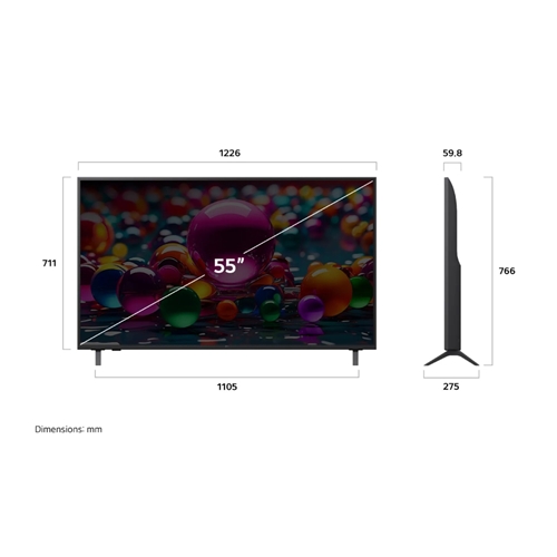 טלוויזיה "55 SMART TV UHD דגם LG 55UA80006LC