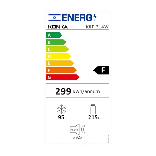 מקרר מקפיא תחתון 310 ליטר דגם KONKA KRF-314W קונקה