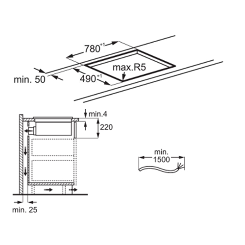 כיריים אינדוקציה משולבות קולט 83 ס"מ AEG XCD6847AS
