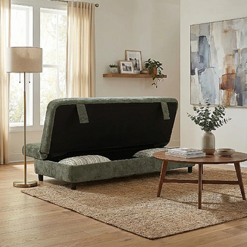 ספה מעוצבת נפתחת למיטה רחבה אואזיס ירוק HOME DECOR