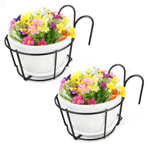 סט 2 מחזיקי עציץ לתלייה על מעקה דגם 84006