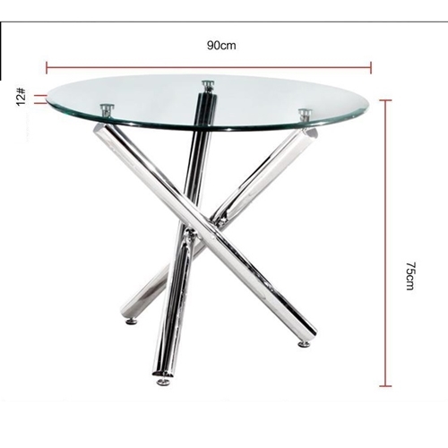 שולחן אוכל מזכוכית מעוצב בקוטר 90 ס"מ