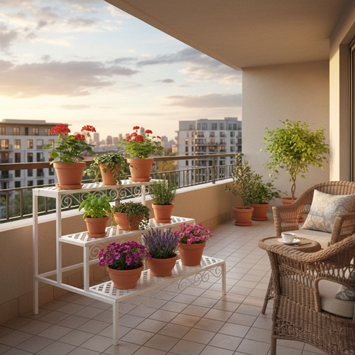 מעמד לעציצים מדורג 3 קומות מברזל דגם 0069A