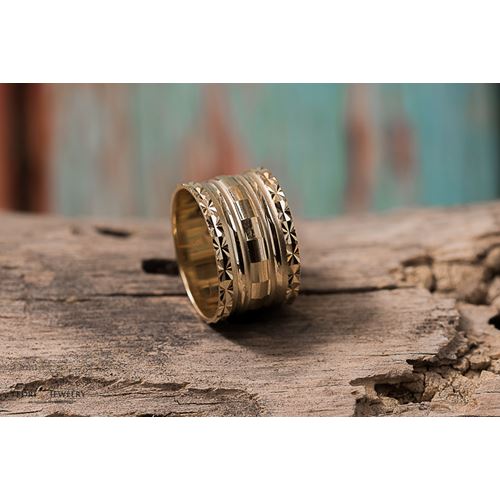 טבעת זהב טהור 14K דגם Brooklyn עבודת יד
