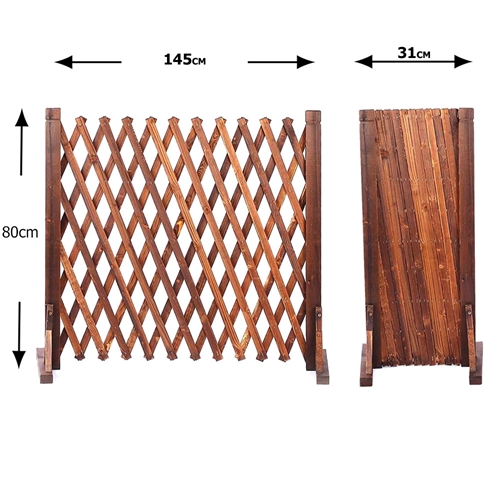 זוג גדרות עץ נפתחות אקורדיון לתיחום וטיפוס צמחים