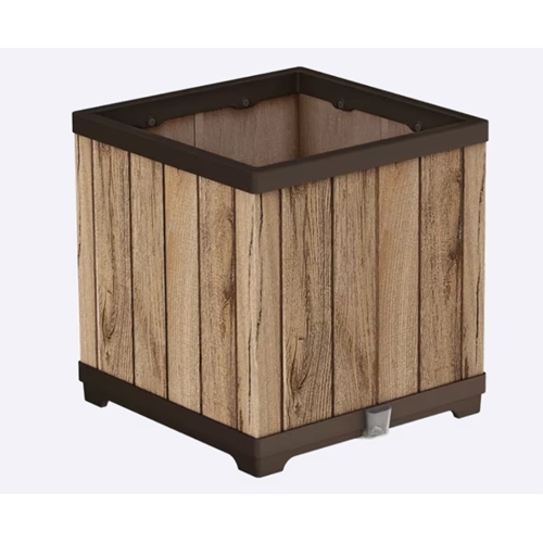 עציץ דקו מרובע דמוי עץ בגווני חום מבית KETER