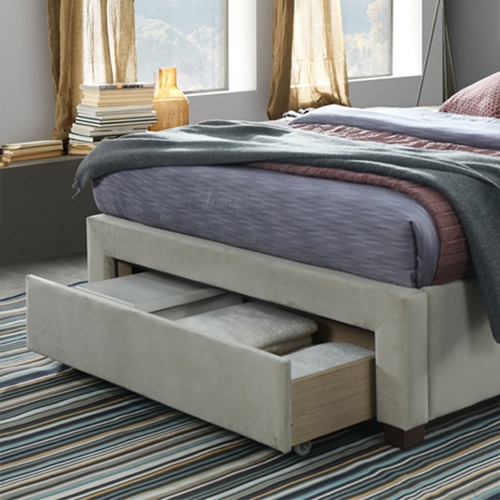 מיטה זוגית מרופדת בד + 3 מגירות אחסון HOME DECOR