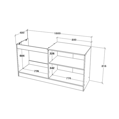 ארון מטבח ברוחב 1.6 מטר כולל כיור נירוסטה סיגלית