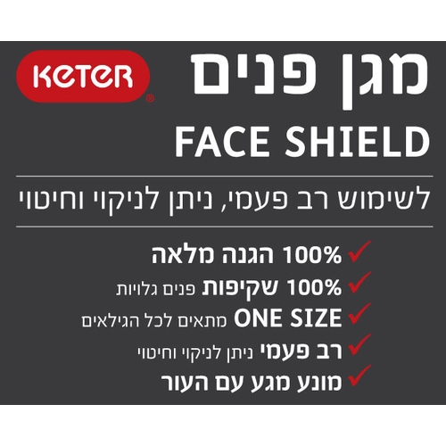 סט 8 מגני פנים שקופים בטיחותי מנוזלים ורוק KETER