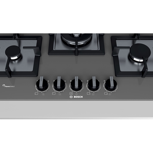 כיריים גז 5 להבות זכוכית כסופה Bosch PPQ7A9M20Y