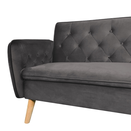 ספה תלת מושבית נפתחת למיטה רחבה מרופדת בד קטיפה