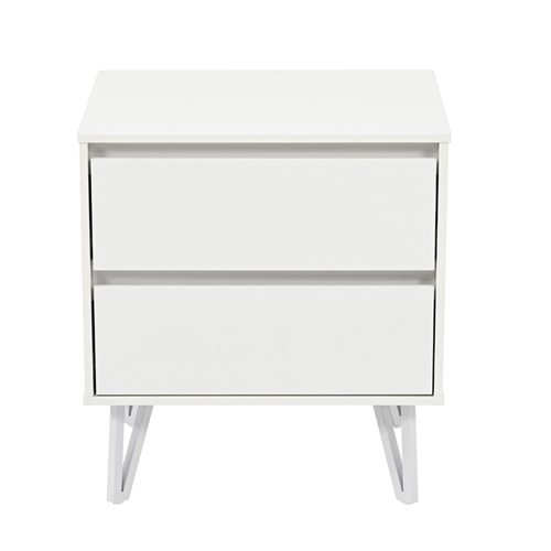 שידת לילה מעוצבת 2 מגירות דגם מישל לבן Tudo Design