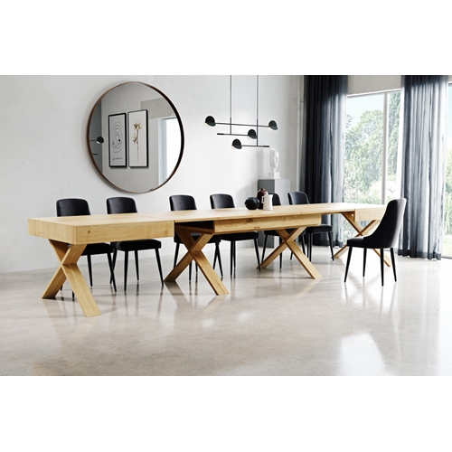 שולחן אוכל אירופאי מלבני עם רגלי איקס נפתח ל-3.5מ'