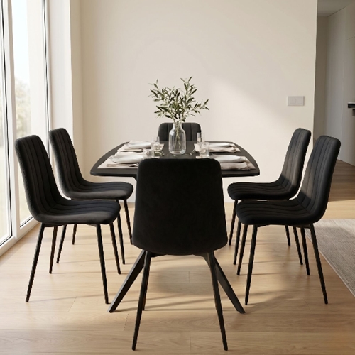 פינת אוכל מקרמיקה+6 כיסאות טוסקנה-ריביירה שחור