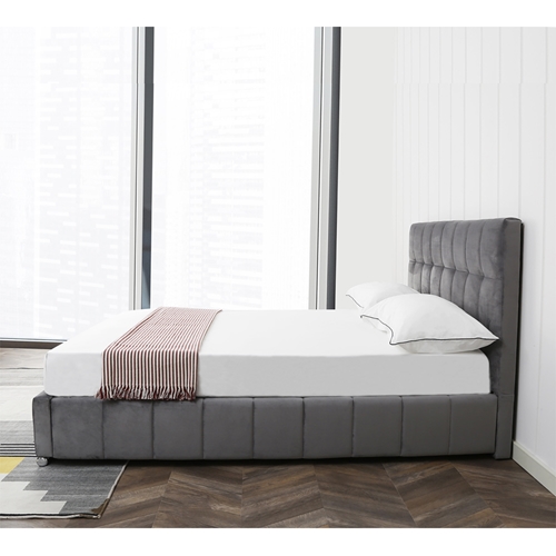 מיטה זוגית 160x200 מעוצבת ומרופדת בד קטיפתי