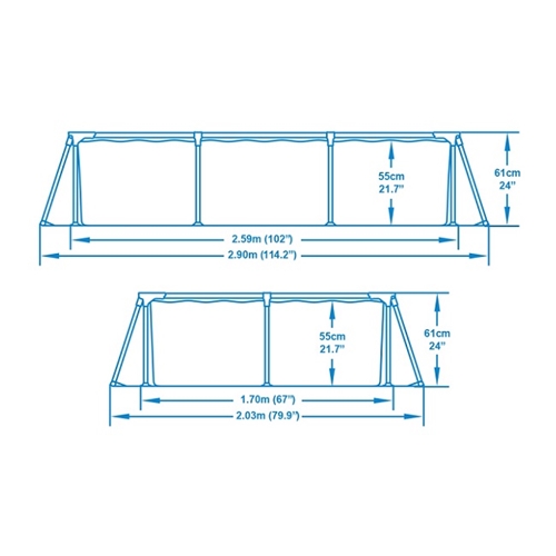 בריכה מלבנית דגם 56403 BESTWAY 259X170X61