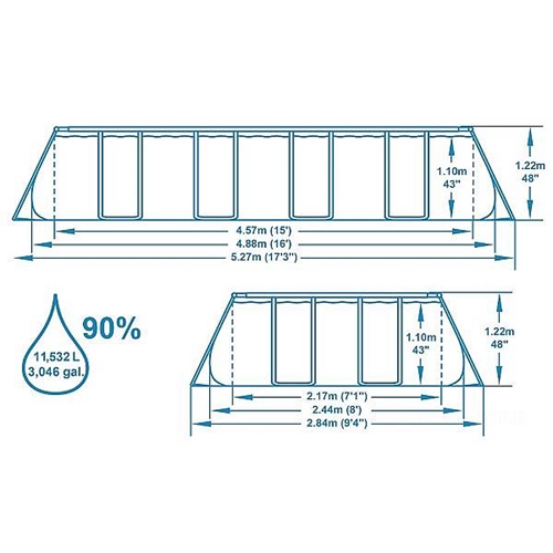 בריכת אולטרה מלבנית Bestway 56671 4.88X2.44X1.22