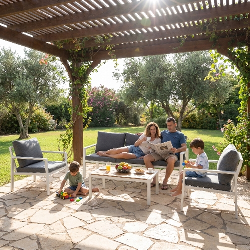 מערכת ישיבה מאלומיניום בז' Australia Garden Casso