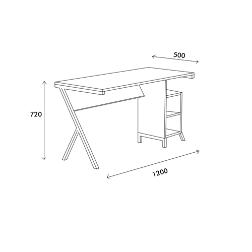 שולחן כתיבה ועבודה עם מדפי צד דגם ליאם Tudo Design