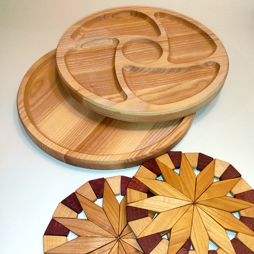 מארז 2 מגשים עגולים וזוג תחתיות ECOSALL