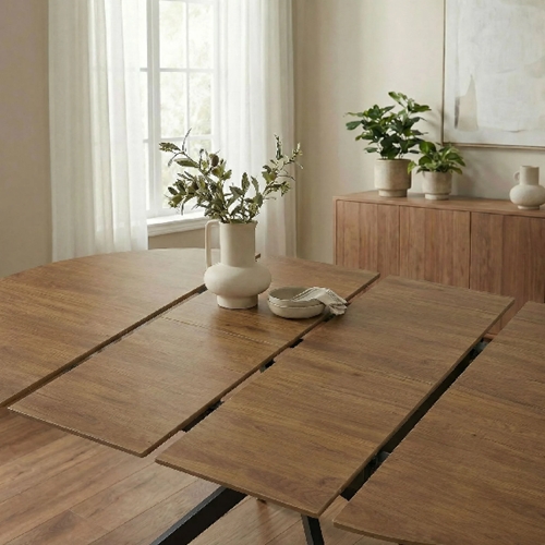 שולחן אוכל עגול נפתח 1.2-2.0 מ' טנריף- אלון