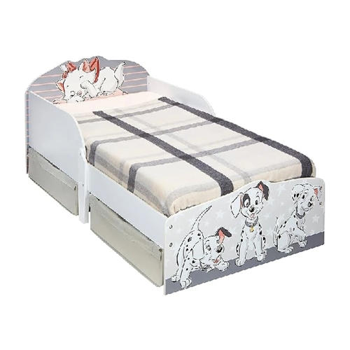 מיטת ילדים מעץ דגם כלבים כולל 2 מגירות אחסון