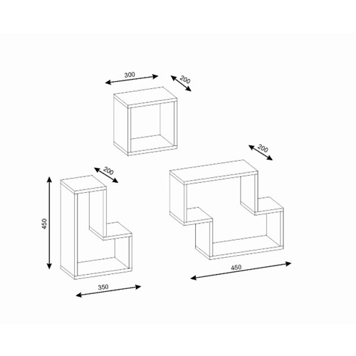 שלישיית מדפים מעוצבים דגם טטריס DE3494 מבית HOMAX
