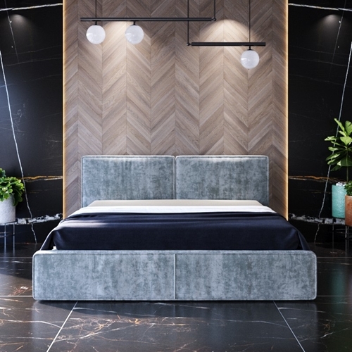 מיטה זוגית 190*140 מפוארת מרופדת בד קטיפה גריזלי