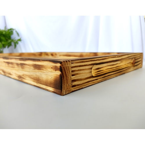 מגש שרוף עם ידיות פנימיות 28x40 ס''מ מעץ מלא