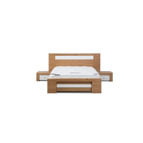 מיטה זוגית דגם בראון עשויה עץ MDF פסים בצבע שמנת