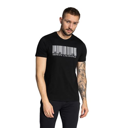 טי שירט שרוול קצר  Armani Exchange לגבר דגם  Slim Fit Czarny